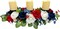 4th of July Patriotic Floral Centerpiece with 3 Candle Holders - Red, White & Blue Artificial Roses for Independence Day, Memorial Day & Veteran’s Day Home Table Decor